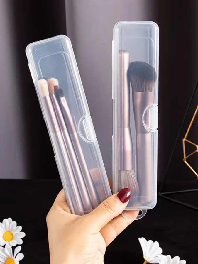 Tragbare transparente Kunststoff-Aufbewahrungsbox mit Haken für Besteck, Essstäbchen oder Make-up-Pinsel - Bild 7