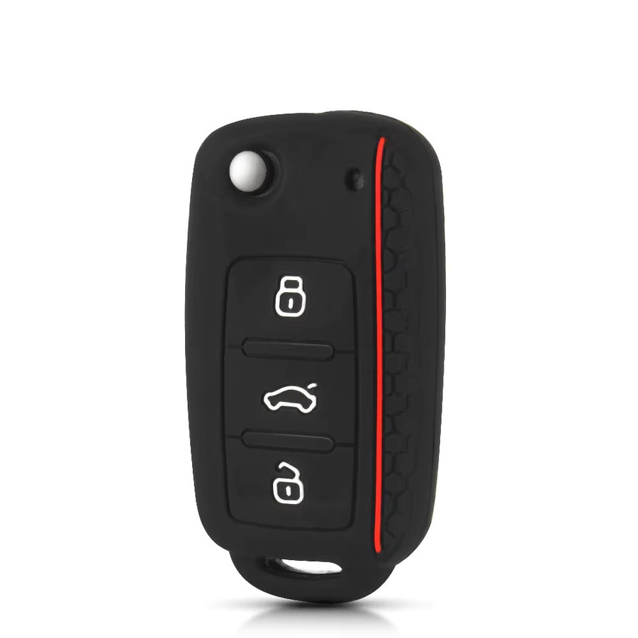 KEYYOU Silikon Fernbedienung Schlüssel Fob Abdeckung in Schwarz für SEAT Leon Ibiza, VW Golf Polo Bora Käfer Tiguan und SKODA Fabia Superb - Bild 3
