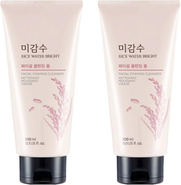 THE FACE SHOP Rice Water Bright Foaming Cleanser, 2x 300 ml, Reiswasser-Extrakt - Bild 1