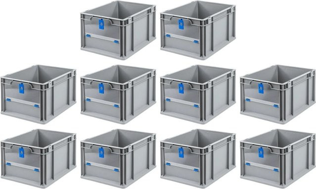 PROREGAL SparSet 10x Eurobox NextGen Insight Cover Transportbox mit Deckel, Blau, H x B x T: 22 x 30 x 40 cm, 20 Liter - Bild 1