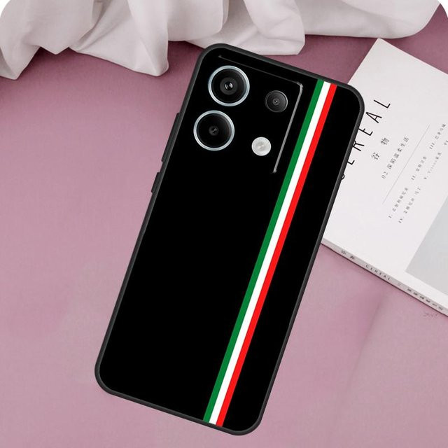 Xiaomi Handyhülle mit Italien Flagge Design für Redmi Note 15 14 13 12 11 10 9 Pro Plus und weitere Modelle, Farbe: Schwarz - Bild 1