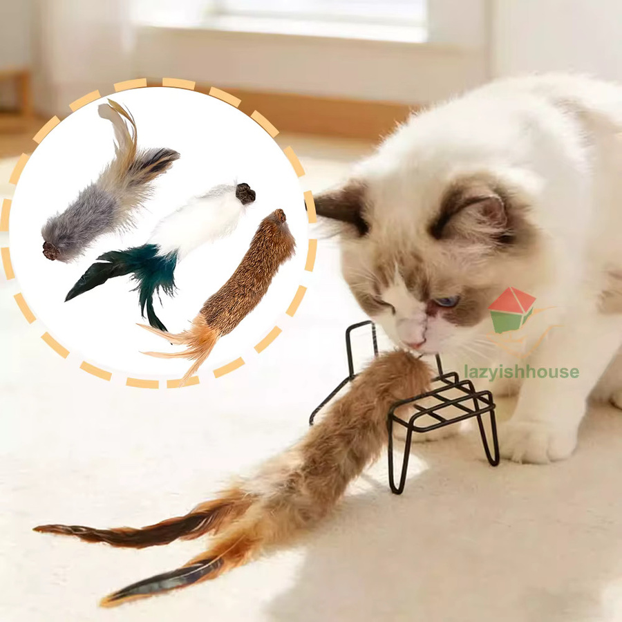 Fengrong Kaninchenfellball Katzenspielzeug, Katzenminze, Katzen-Teasing-Stick - Bild 4