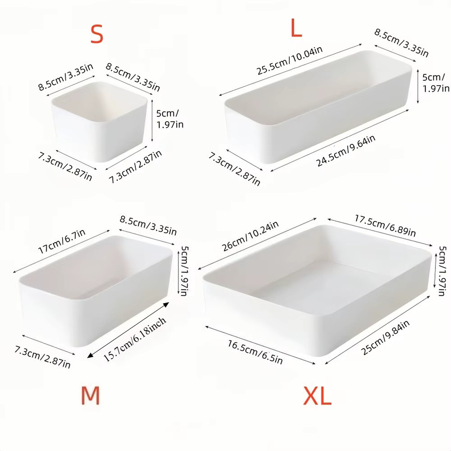 4-teiliges Schubladen-Organizer-Set aus Kunststoff in Weiß für Schreibtisch und Haushalt - Bild 3