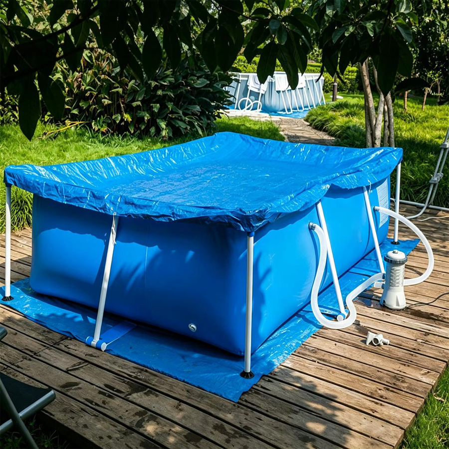Rechteckige Pool-Unterlage aus Kunststoff in Blau, B/T/H: 445 x 445 cm - Bild 2