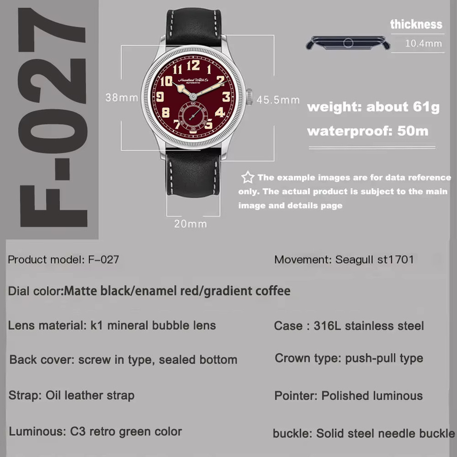 Hruodland Armbanduhr Automatik, Edelstahl, Schwarz, Herren - Bild 2