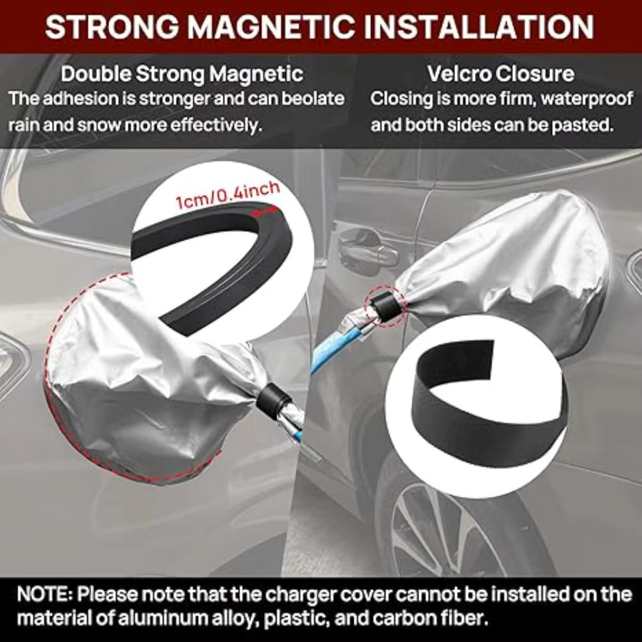 Wasserdichte magnetische Abdeckung für EV Ladegeräte Stecker in Silber zum Schutz vor Sonne, UV und Regen für die meisten Elektroautos - Bild 5
