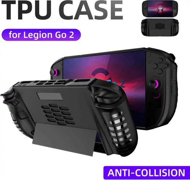 Rutschfeste TPU-Schutzhülle für Lenovo Legion Go 2 mit ergonomischem Griff in Schwarz - Bild 1