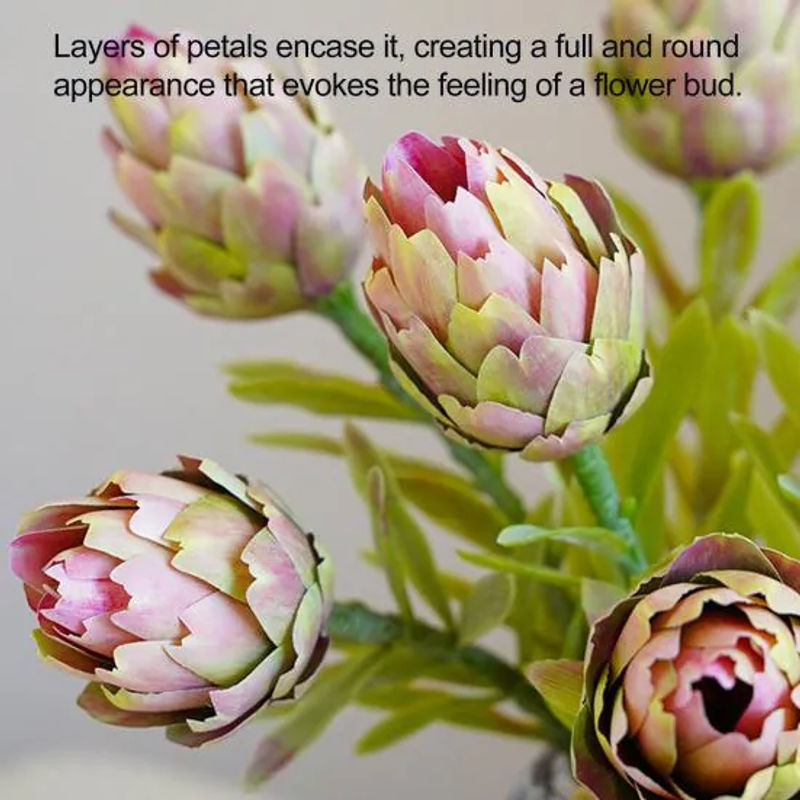Künstliche Protea Cynaroides in Weiß und Grün als realistisches Blumengesteck für deine Dekoration im Innen- und Außenbereich - Bild 3