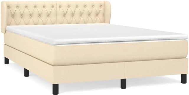 vidaXL Boxspringbett Hybrid mit Matratze und Taschenfederkern in Creme, B/T: 140 x 190 cm - Bild 1
