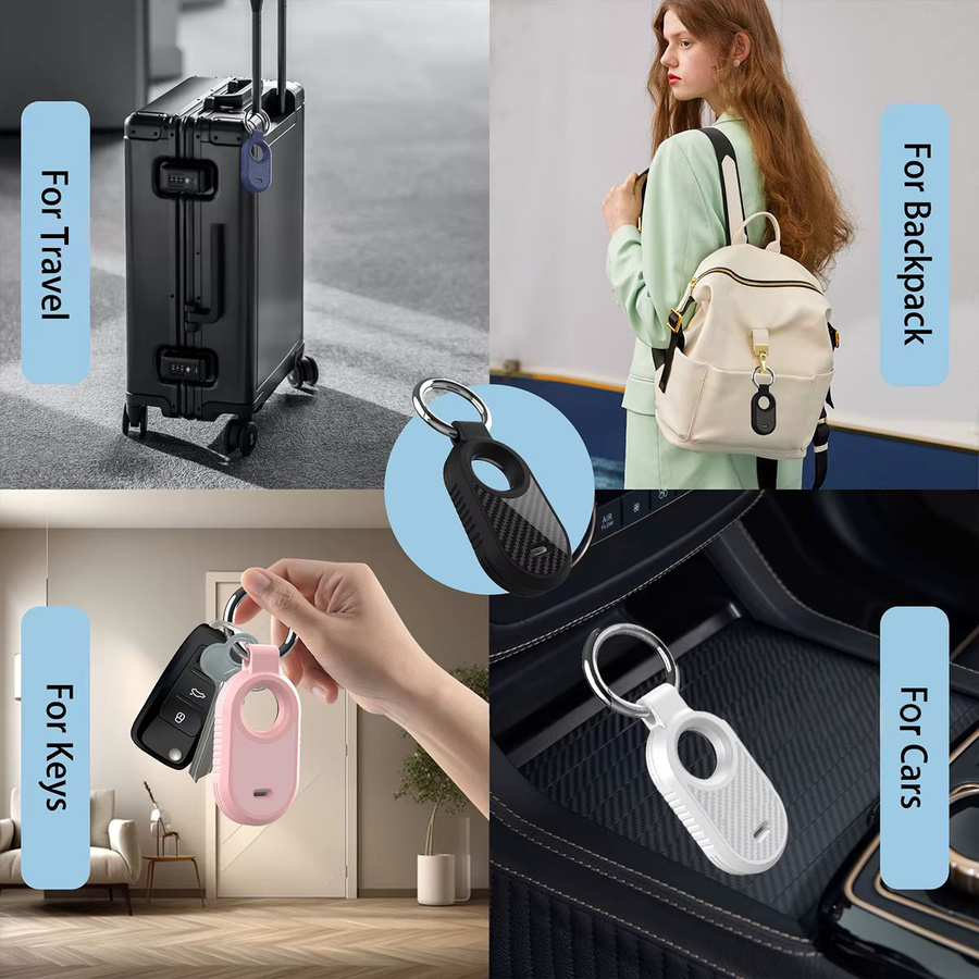 Schutzhülle im Carbon-Faser-Stil für Samsung Galaxy SmartTag 2 Locator, Schlüsselanhänger aus weichem Silikon und TPU, Schwarz - Bild 4