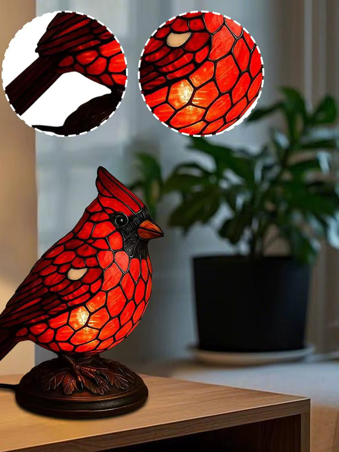 LED-Tischlampe in Tierform aus rotem Harz und Glas im Art-Nouveau-Stil als dekoratives Nachtlicht für dein Schlafzimmer - Bild 4