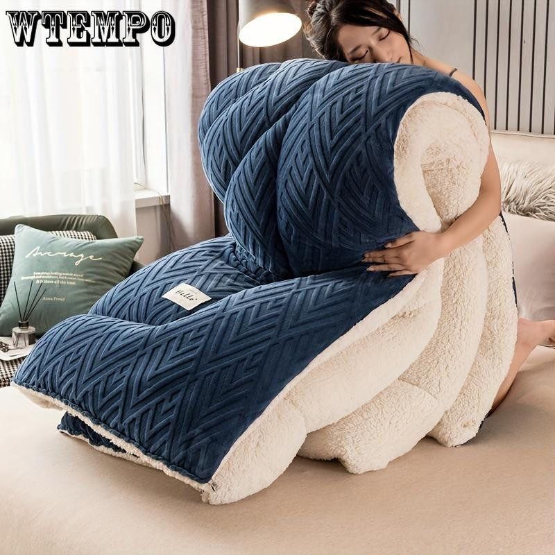 WTEMPO Steppdecke und Lammfelldecke Set für alle vier Jahreszeiten, beflockt und schwer, B/B: 150 x 200 cm, 2 kg - Bild 4
