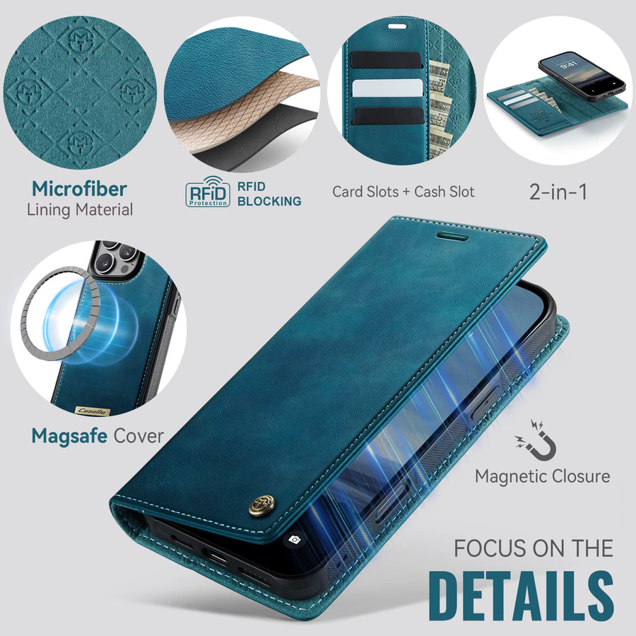 2-in-1 Magnetische Flip-Ledertasche für iPhone 15 14 13 12 11 Pro Max Plus Air in Grün mit abnehmbarem Card Slot Wallet Cover von aierkeba - Bild 3