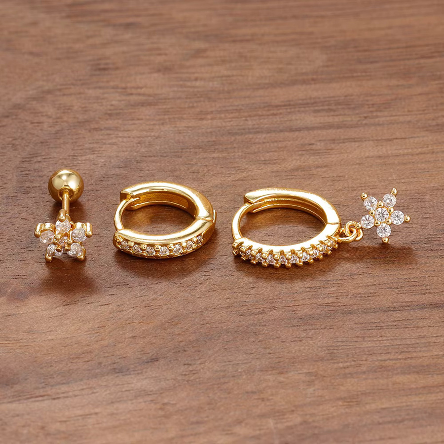 Maodane Creolen-Set Edelstahl, Zirkonia, Gold, Damen - Bild 3