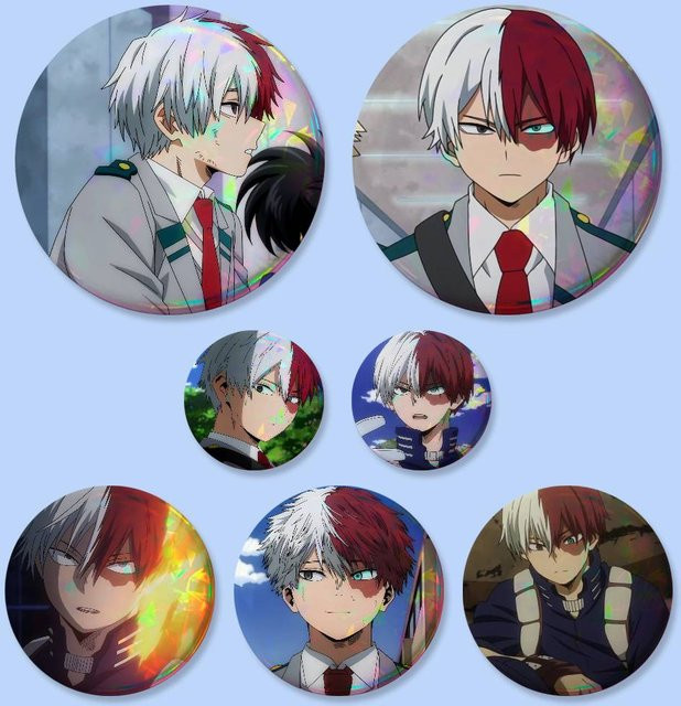 Bilibili Brosche, Shoto Todoroki, Rund, Unisex - Bild 1