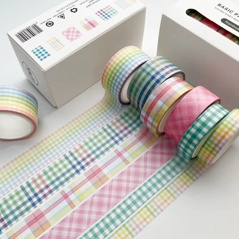 6-teiliges Kawaii Washi Tape Set in Schwarz und Multicolour für Scrapbooking und Journal Dekoration - Bild 1
