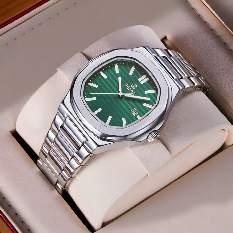 OGEDA Armbanduhr Quarz, Edelstahl, Grün, Herren - Bild 4