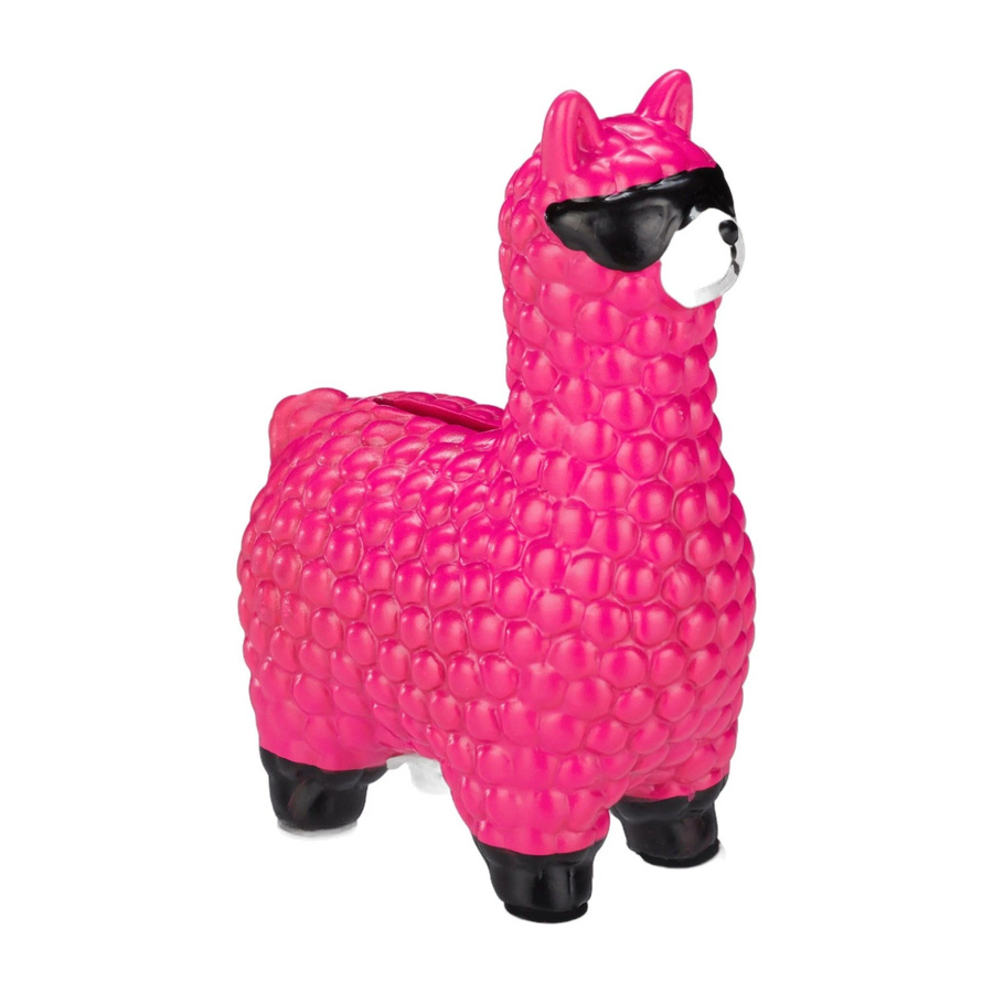 Relaxdays Lama Spardose aus Keramik in Pink mit Sonnenbrille, B/T/H: 15,5 x 11 x 6 cm - Bild 2