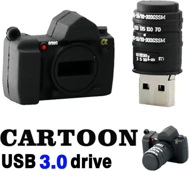 JASTER USB 3.0 Flash-Laufwerk in Kameraform, Schwarz, 128 GB - Bild 1
