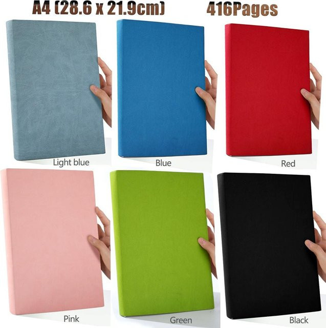 A4 Notizbuch mit Hardcover aus Kunstleder in Schwarz, leeres Tagebuch mit 416 Seiten und Lesezeichen - Bild 1