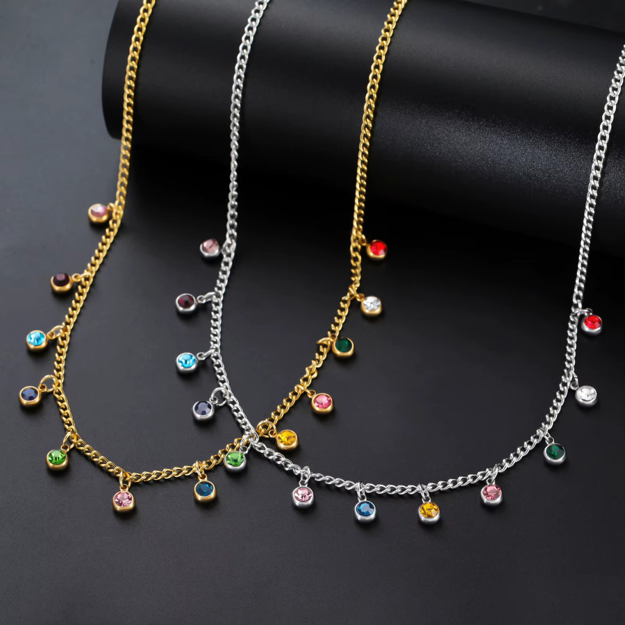 cazador Choker-Halskette Edelstahl, Bunt, Zirkonia, Damen - Bild 2