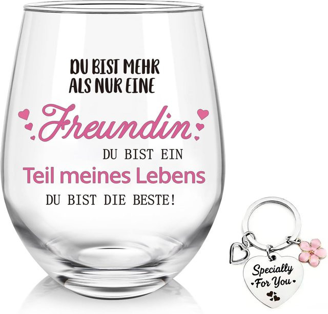 BeBeiZi Weinglas ohne Stiel mit Spruch, transparent, 550 ml - Bild 1