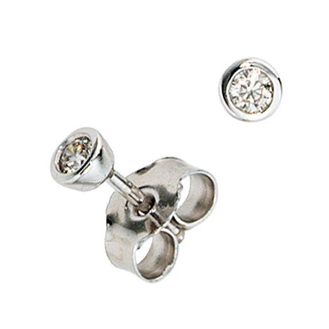 Colfem Ohrstecker rund, 585 Weißgold, 2 Diamanten, Brillanten, Unisex - Bild 1