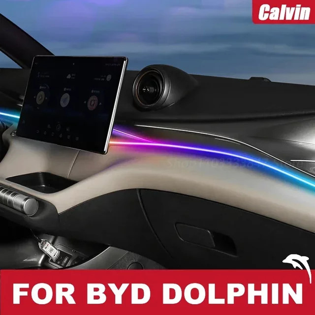 LED Ambiente-Lichtstreifen für BYD Dolphin mit RGB-Farbeffekt, USB-Anschluss und selbstklebender Neon-Flex-Installation - Bild 1