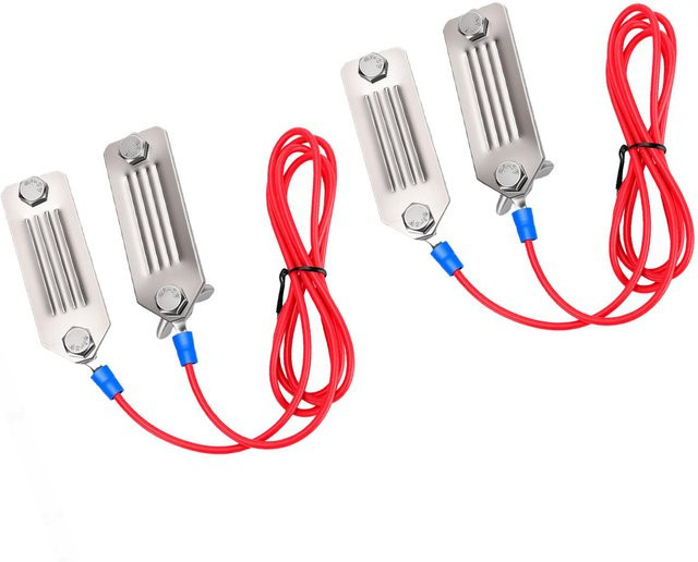 Fishine Elektrischer Zaunbandverbinder Set aus 2 Stück, Polyband zu Polyband Verbinder mit 100 cm Edelstahl Draht, Farbe: Weiß/Silber - Bild 1