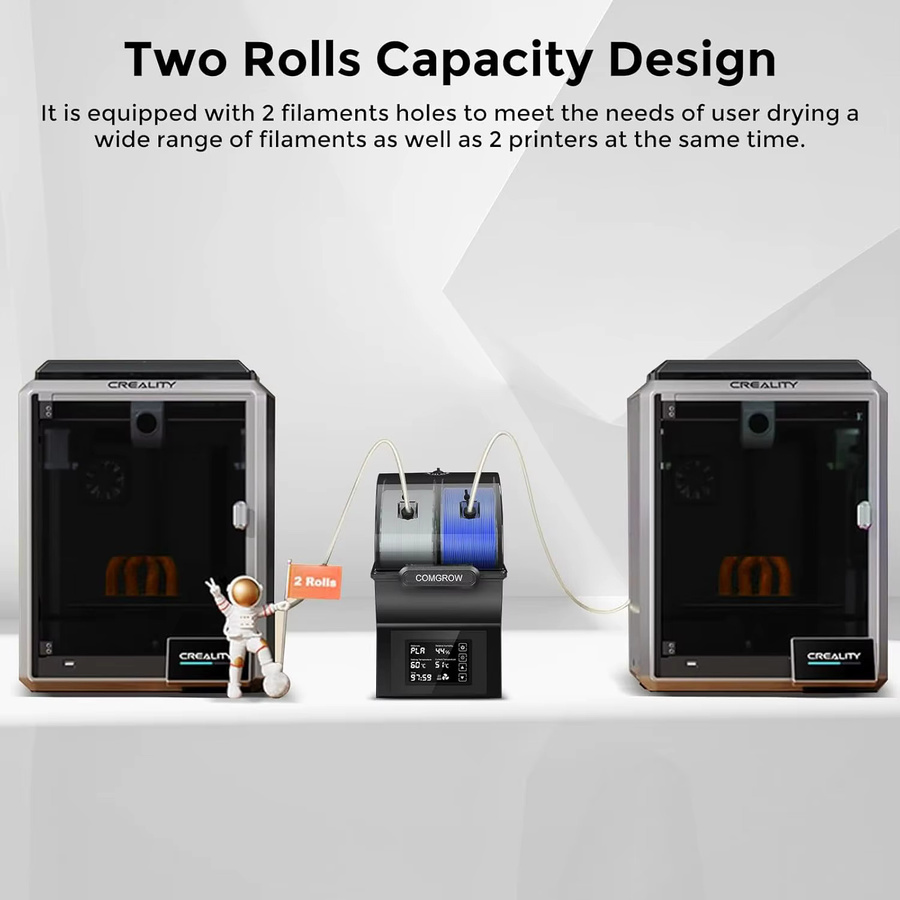 Comgrow SH02 Filament-Trocknerbox mit PTC-Schnellheizung und Touchscreen, Versiegelte Aufbewahrung für PLA PETG TPU ABS, Schwarz - Bild 5