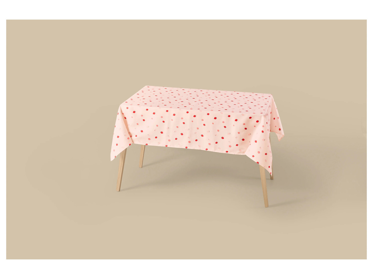 LIVARNO Tischdecke mit Erdbeer-Motiv, rechteckig, pflegeleicht und waschbar, aus recyceltem Polyester, B: 170 cm, T: 130 cm - Bild 1