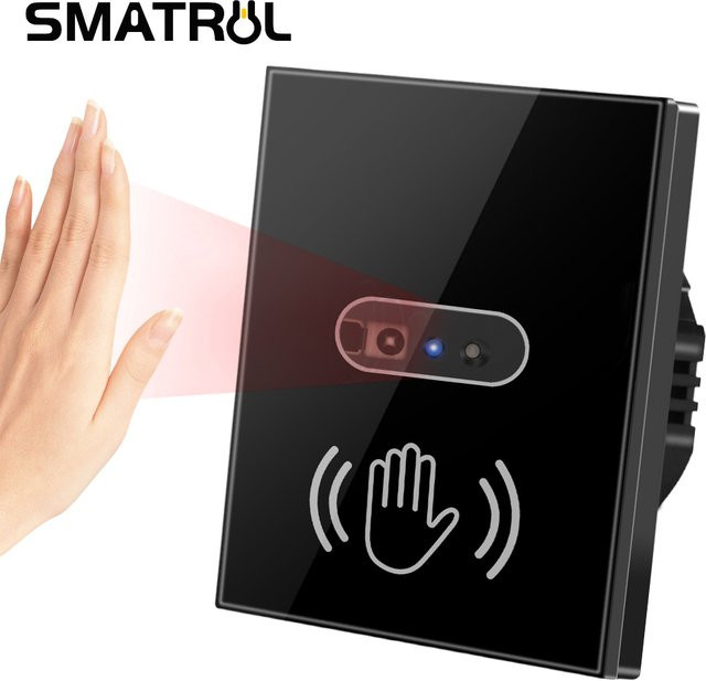 SMATRUL Wand-Smart-Lichtschalter mit Infrarot-IR-Sensor und transparentem Glasschirm in Weiß - Bild 1