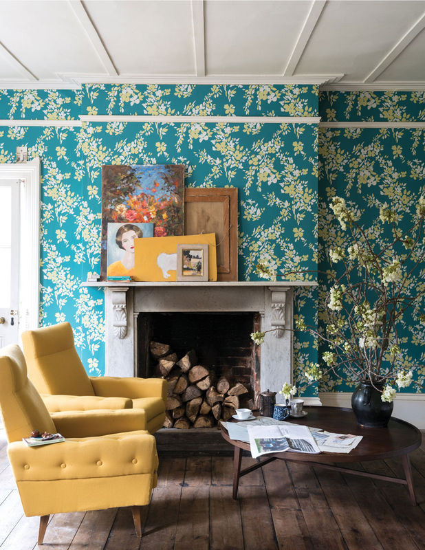 Farrow & Ball Tapete Hegemone Floral Botanical in Vardo, Churlish Green und Shadow White - Bild 2