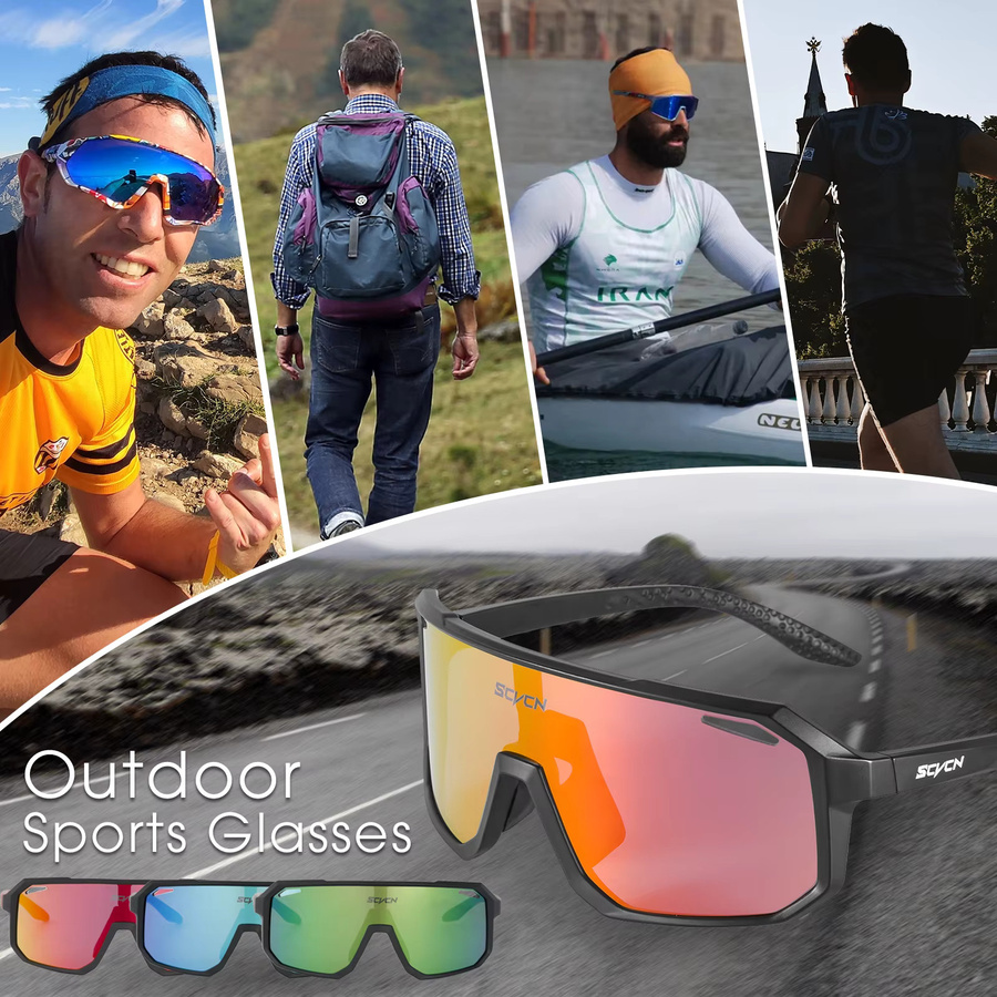 SCVCN Sportsonnenbrille, Vollrand, Kunststoff, Schwarz, Unisex - Bild 4