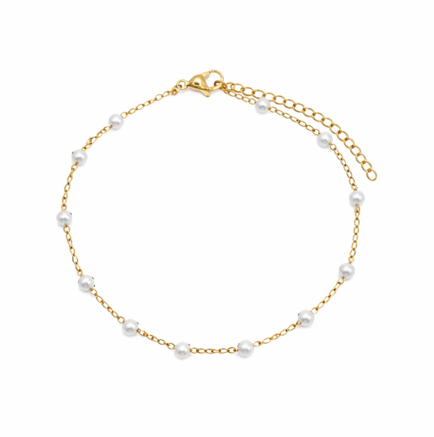 Heideman Fußkettchen Edelstahl, Gold, Perle, Unisex - Bild 1