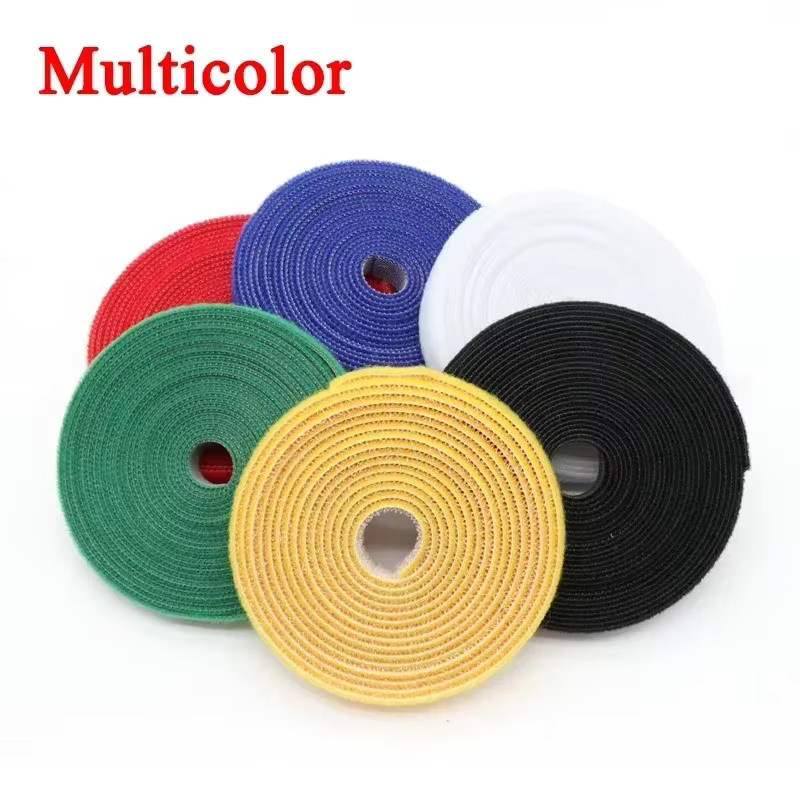 Wiederverwendbare Nylon-Kabelbinder in Grün und Multicolour, selbstklebende Schlaufenbinder für dein Kabelmanagement, 5 m pro Rolle - Bild 3