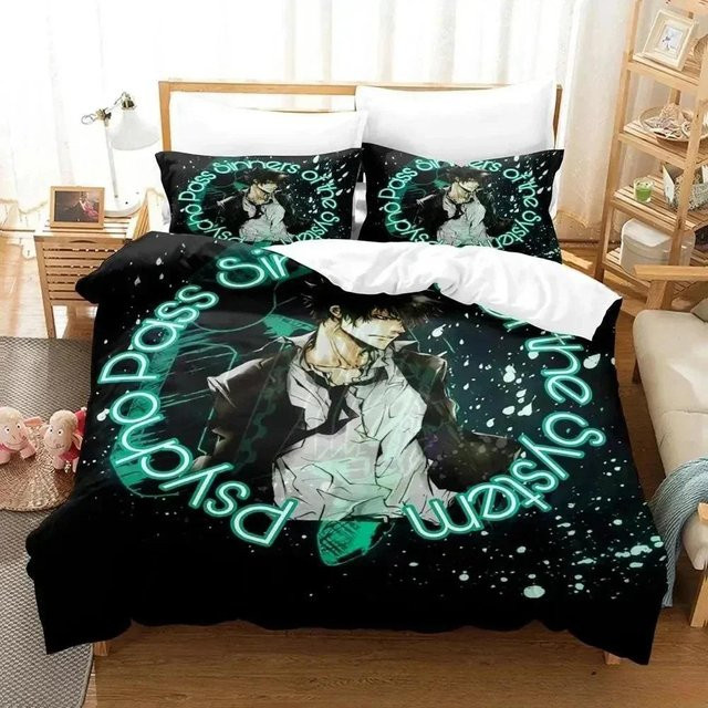 Psycho Pass 3D Anime Bettwäscheset Multicolor mit Bettbezug und Kissenbezügen, B/H: 135 x 200 cm - Bild 1