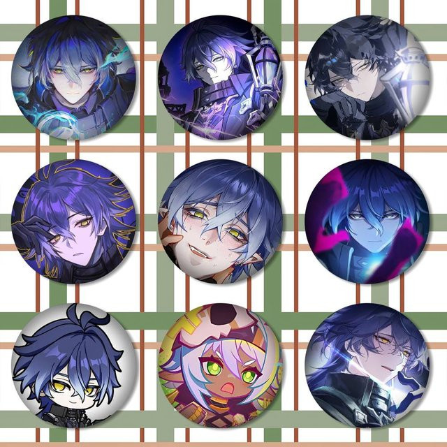 Genshin Impact Flins-Abzeichen, Manga-Ikonen-Pins, runde Cartoon-Broschen - Bild 1