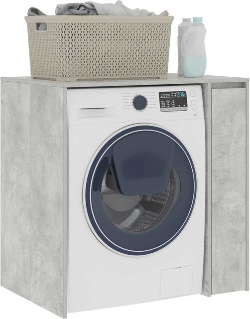 Waschmaschinenunterschrank Yiwydaa in Beton-Optik, Grau, B/T/H: 87 x 60 x 89 cm - Bild 1