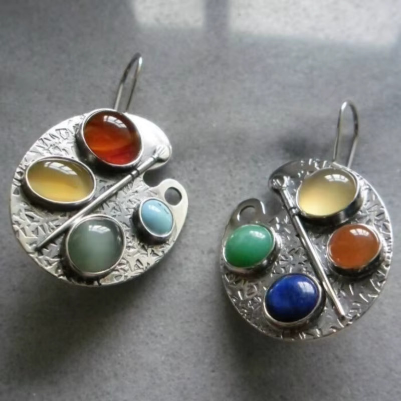 YoYo Hängeohrringe, Silber, Bunt, Damen, Vintage - Bild 3