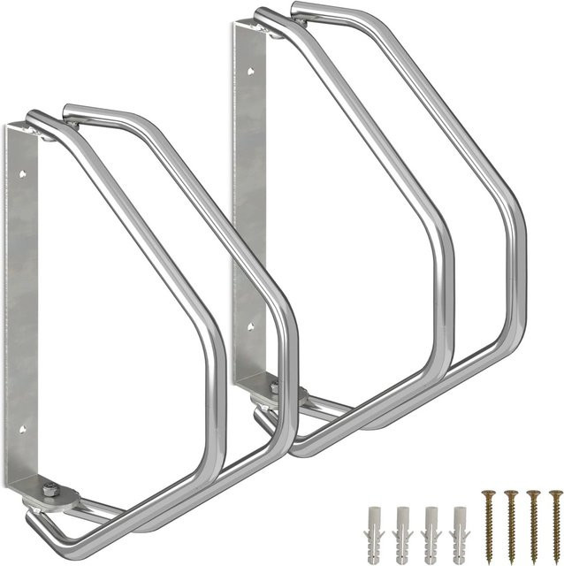 Relaxdays Fahrradständer 2er Set aus Stahl in Silber, schwenkbar, B/T/H: 32,5 x 9 x 29,5 cm - Bild 1