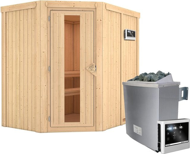 Karibu Sauna-Set Cleo mit 9 kW Ofen, externer Steuerung und Energiespartür, B/T/H: 196 x 151 cm - Bild 1