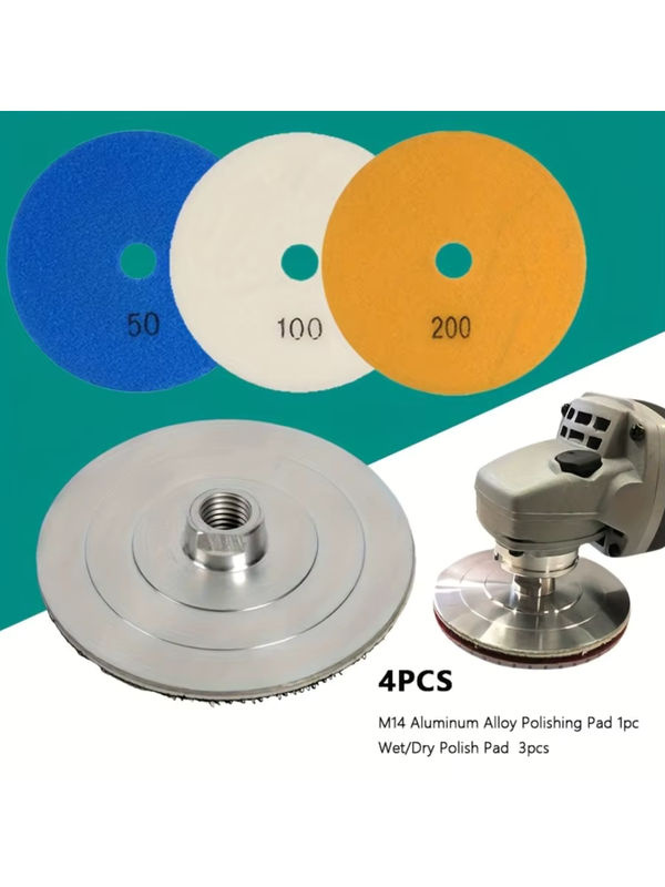 WIDEEP Diamant-Polierpads Set 3 Stück, 100 mm Durchmesser, M14 Aluminiumlegierung, Nass- und Trockenpolierset für Granit, Marmor, Beton und Stein - Bild 6