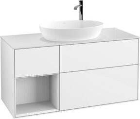 V&B Waschtischunterschrank Finion mit Wandbeleuchtung, Weiß lackiert, Breite: 120 cm, Tiefe: 50,1 cm, Höhe: 50,1 cm - Bild 1