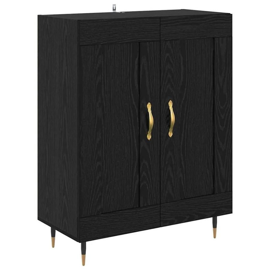 vidaXL Sideboard in Schwarz und Eichen-Optik, modernes Wohnzimmer-Sideboard aus Holzwerkstoff, B/T/H: 69,5 x 34 x 90 cm - Bild 2