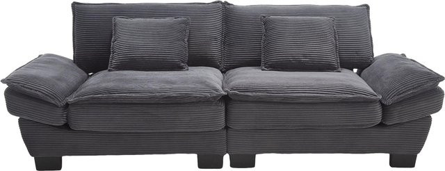 Modernes 2-Sitzer-Samtsofa von Gomyway in Dunkelgrau mit Massivholzrahmen, B/T/H: 224 x 81 x 81 cm - Bild 1