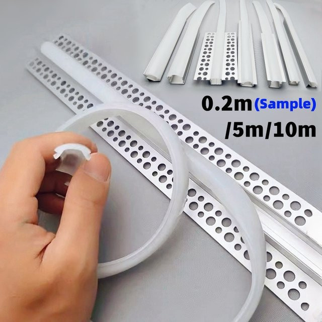 Khelse LED-Aluminiumprofil mit Silikon-Diffusor in Silber und Weiß, flexibles Profil für austauschbare Leuchtmittel - Bild 1