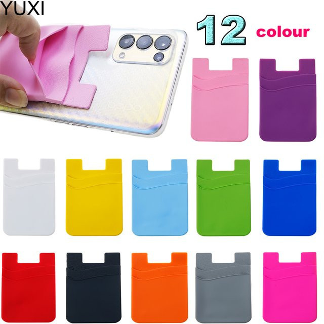 Yuxi Silikon Handy Kartenhalter in Grau als elastische Brieftasche zum Aufkleben - Bild 1
