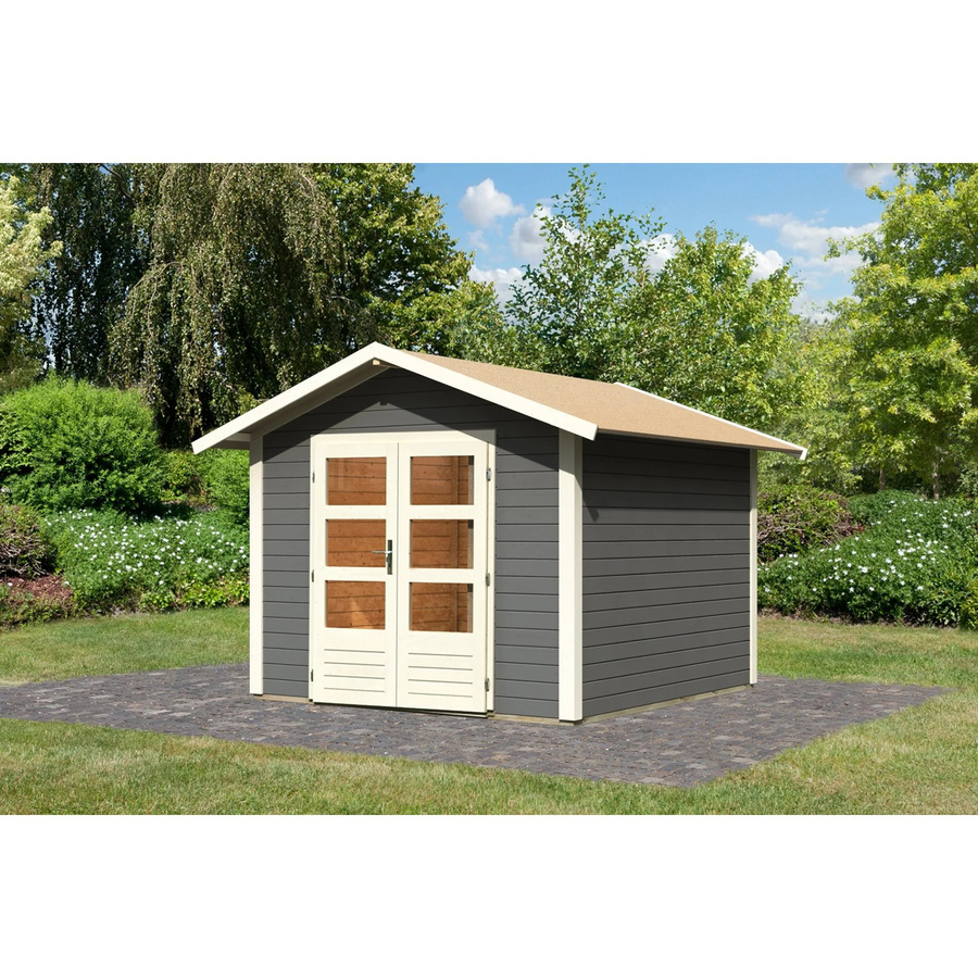 Karibu Holz-Gartenhaus Tyka mit Satteldach in Terragrau, B/T: 270 x 270 cm - Bild 2