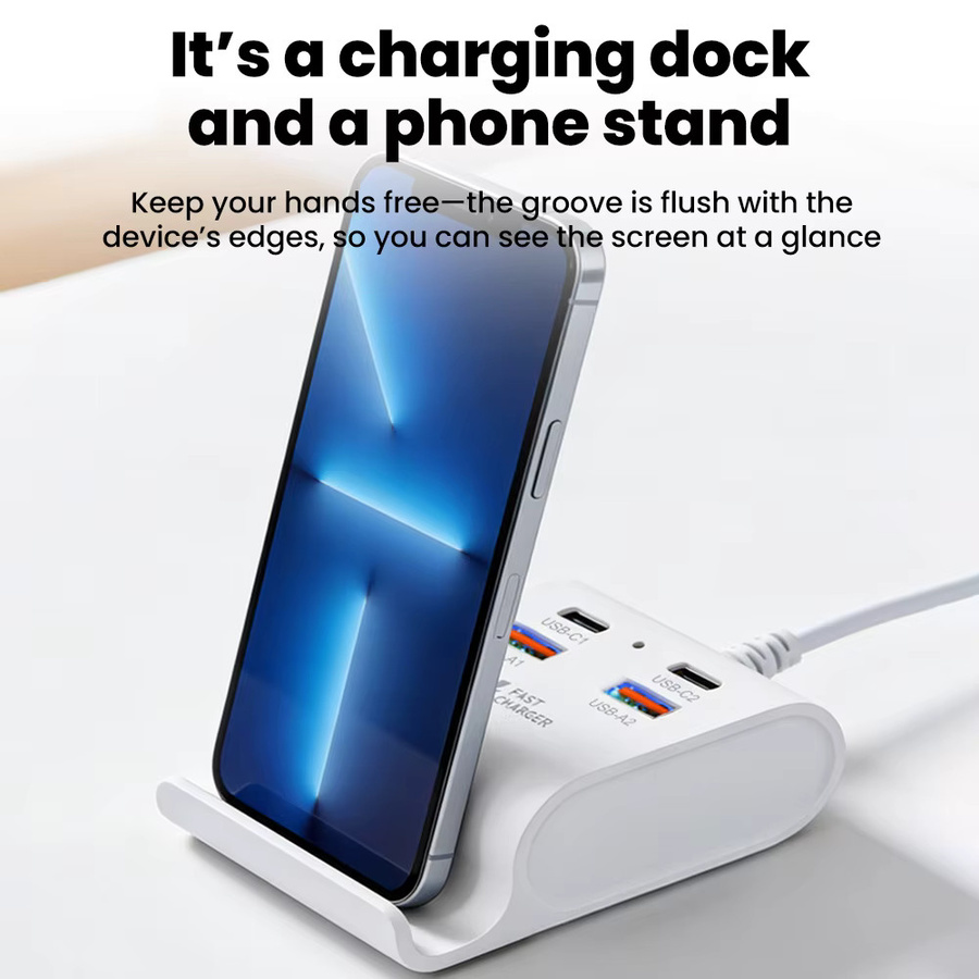 elough USB Multi-Port Dockingstation Ladestation mit 2PD2QC HUB und Handyhalterung in Schwarz oder Weiß - Bild 3